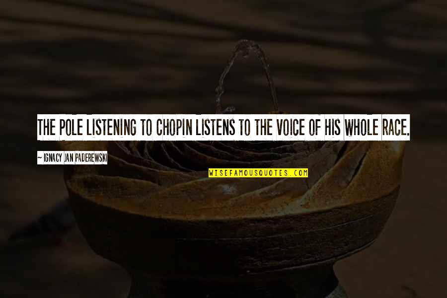 Voice The Quotes By Ignacy Jan Paderewski: The Pole listening to Chopin listens to the