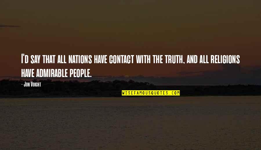 Voight Quotes By Jon Voight: I'd say that all nations have contact with Voight Quotes By Jon Voight: I'd say that all nations have contact with