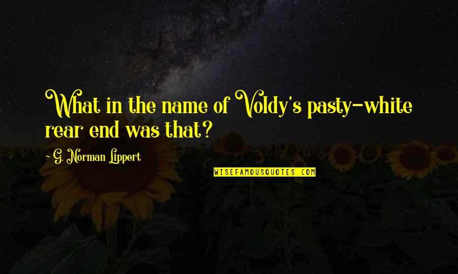 Voldy Quotes By G. Norman Lippert: What in the name of Voldy's pasty-white rear