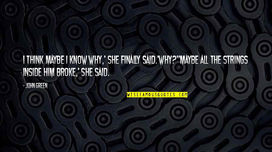 Volenteered Quotes By John Green: I think maybe I know why,' she finally