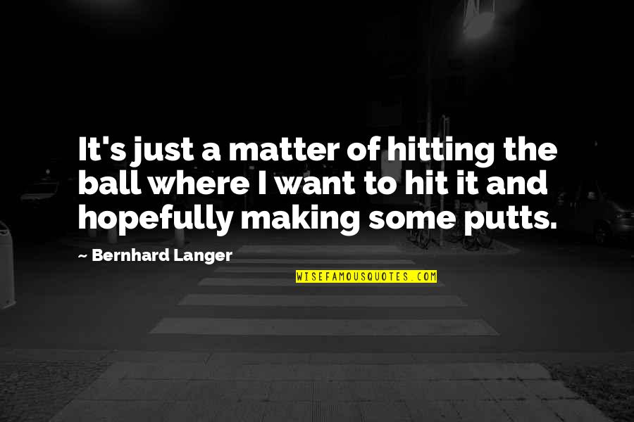 Volets Verts Quotes By Bernhard Langer: It's just a matter of hitting the ball