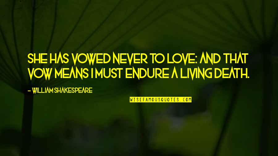 Volhard Temperament Quotes By William Shakespeare: She has vowed never to love: and that Volhard Temperament Quotes By William Shakespeare: She has vowed never to love: and that