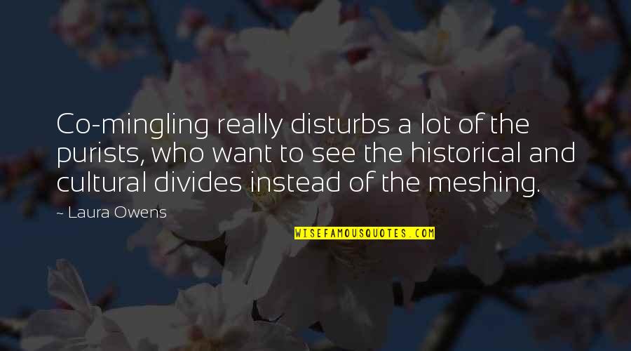 Vollaro Products Quotes By Laura Owens: Co-mingling really disturbs a lot of the purists, Vollaro Products Quotes By Laura Owens: Co-mingling really disturbs a lot of the purists,