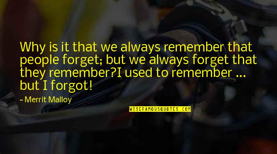 Vollkommer Print Quotes By Merrit Malloy: Why is it that we always remember that