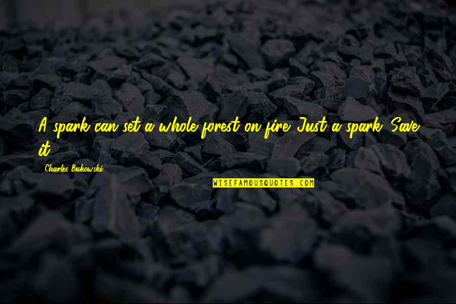 Volontairement Synonyme Quotes By Charles Bukowski: A spark can set a whole forest on Volontairement Synonyme Quotes By Charles Bukowski: A spark can set a whole forest on