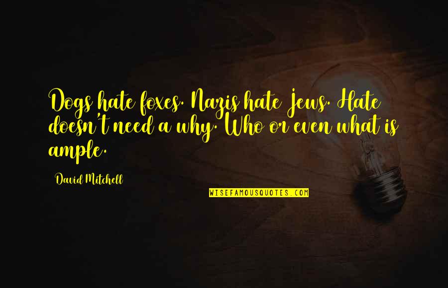 Volpicelli Palos Quotes By David Mitchell: Dogs hate foxes. Nazis hate Jews. Hate doesn't