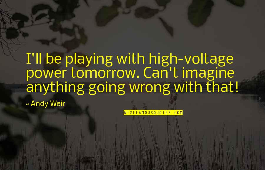 Voltage Quotes By Andy Weir: I'll be playing with high-voltage power tomorrow. Can't