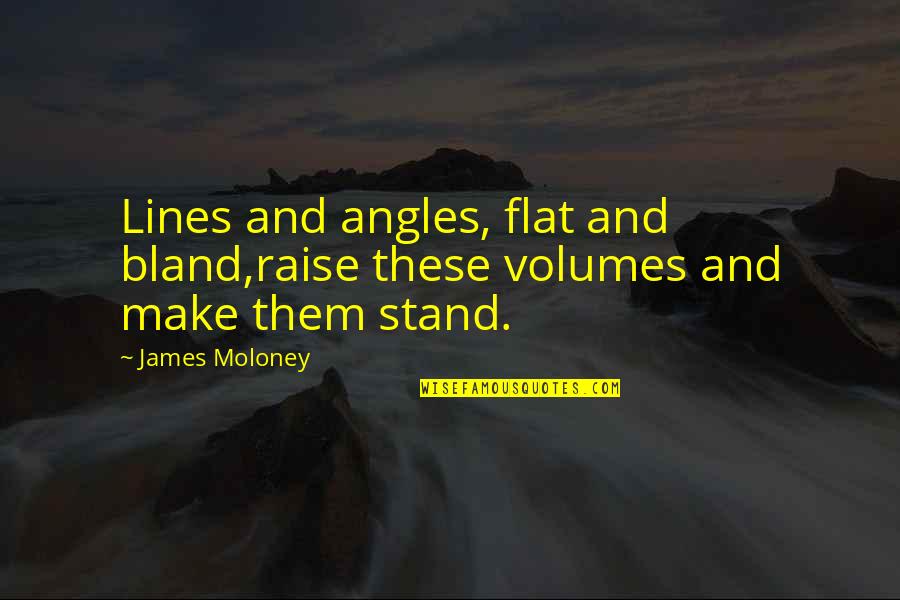 Volumes Quotes By James Moloney: Lines and angles, flat and bland,raise these volumes