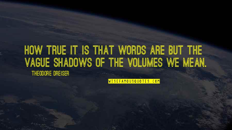 Volumes Quotes By Theodore Dreiser: How true it is that words are but