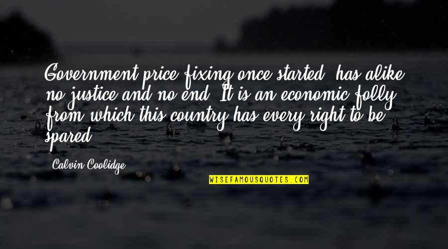 Vomitaco Quotes By Calvin Coolidge: Government price-fixing once started, has alike no justice Vomitaco Quotes By Calvin Coolidge: Government price-fixing once started, has alike no justice