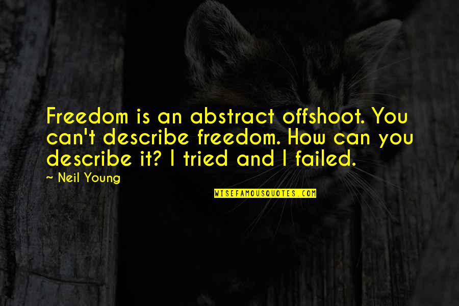 Vomitar Liquido Quotes By Neil Young: Freedom is an abstract offshoot. You can't describe Vomitar Liquido Quotes By Neil Young: Freedom is an abstract offshoot. You can't describe