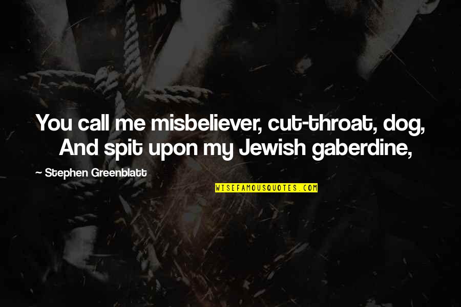 Von Hofmannsthal Quotes By Stephen Greenblatt: You call me misbeliever, cut-throat, dog, And spit Von Hofmannsthal Quotes By Stephen Greenblatt: You call me misbeliever, cut-throat, dog, And spit