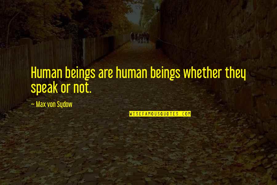 Von Sydow Quotes By Max Von Sydow: Human beings are human beings whether they speak