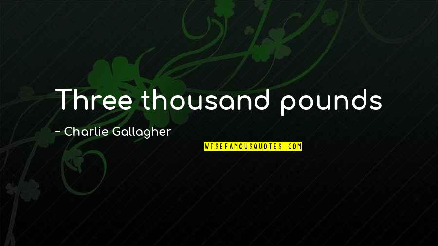 Voo Quotes By Charlie Gallagher: Three thousand pounds Voo Quotes By Charlie Gallagher: Three thousand pounds