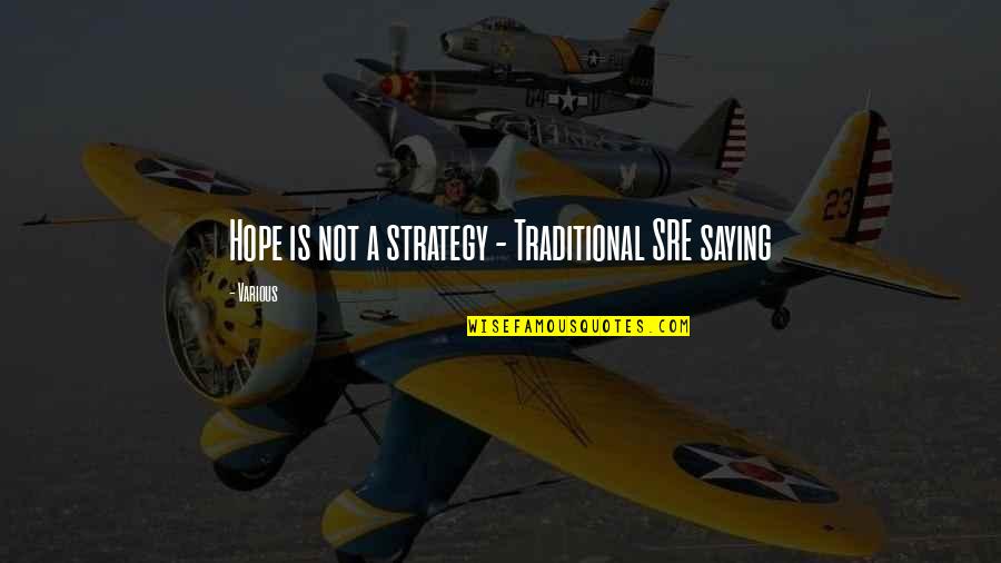 Vorpahl Safety Quotes By Various: Hope is not a strategy - Traditional SRE