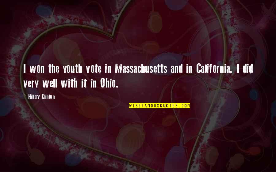 Vote And Quotes By Hillary Clinton: I won the youth vote in Massachusetts and