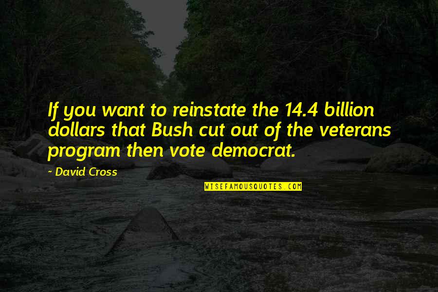 Vote Democracy Quotes By David Cross: If you want to reinstate the 14.4 billion Vote Democracy Quotes By David Cross: If you want to reinstate the 14.4 billion