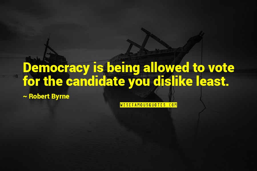 Vote Democracy Quotes By Robert Byrne: Democracy is being allowed to vote for the