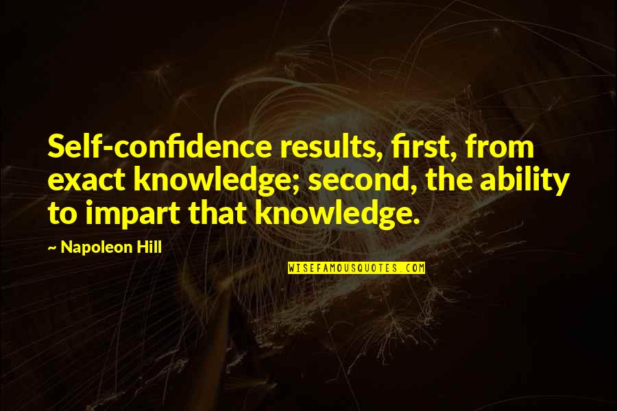 Vote For Treasurer Quotes By Napoleon Hill: Self-confidence results, first, from exact knowledge; second, the Vote For Treasurer Quotes By Napoleon Hill: Self-confidence results, first, from exact knowledge; second, the