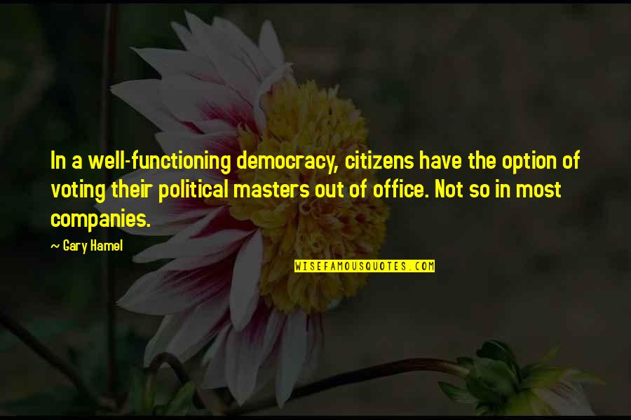 Voting In A Democracy Quotes By Gary Hamel: In a well-functioning democracy, citizens have the option