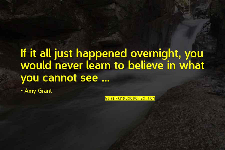 Votum Dan Quotes By Amy Grant: If it all just happened overnight, you would
