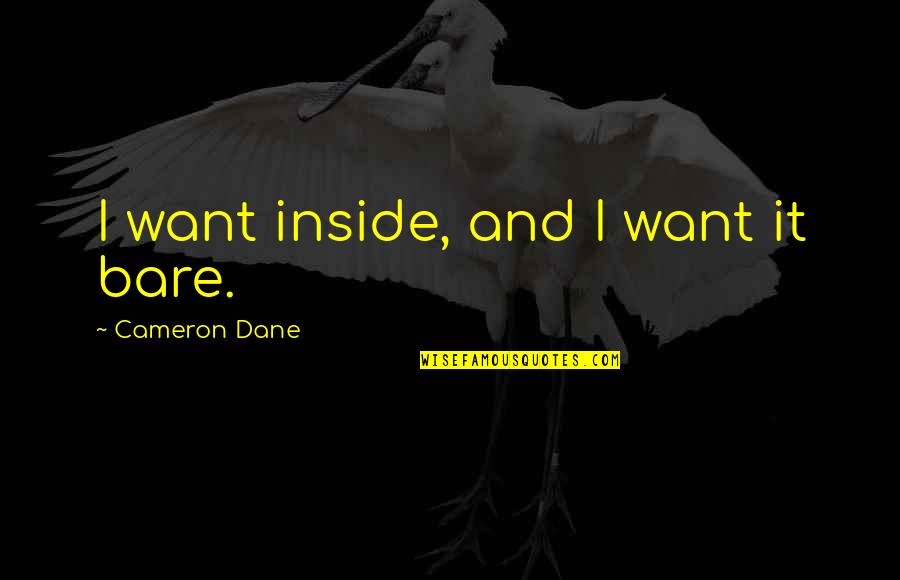 Vowelled Quotes By Cameron Dane: I want inside, and I want it bare.