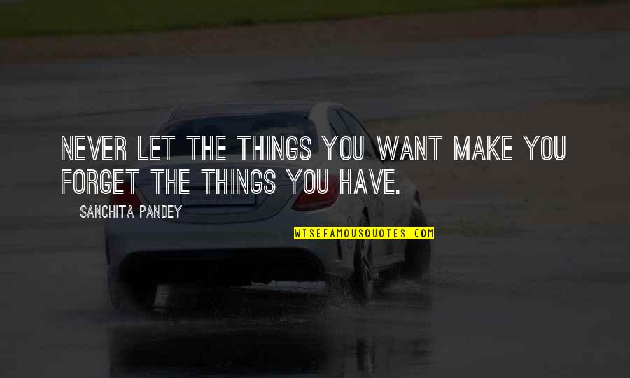Voyage To Happiness Quotes By Sanchita Pandey: Never let the things you want make you