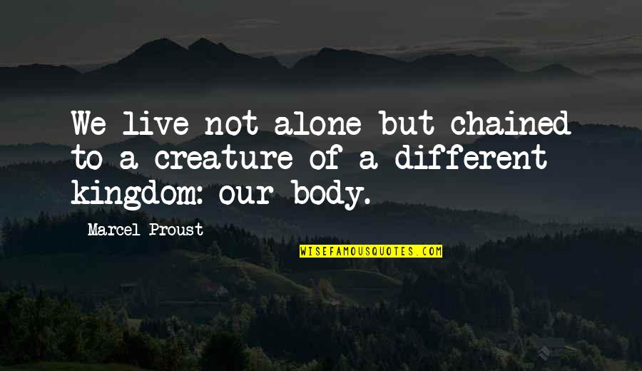 Voyages Quotes By Marcel Proust: We live not alone but chained to a