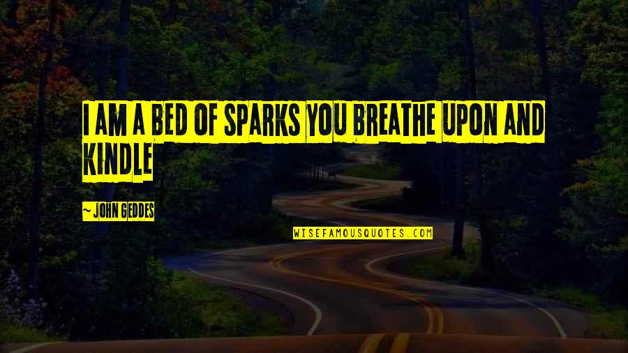 Vpliv Vremena Quotes By John Geddes: I am a bed of sparks you breathe