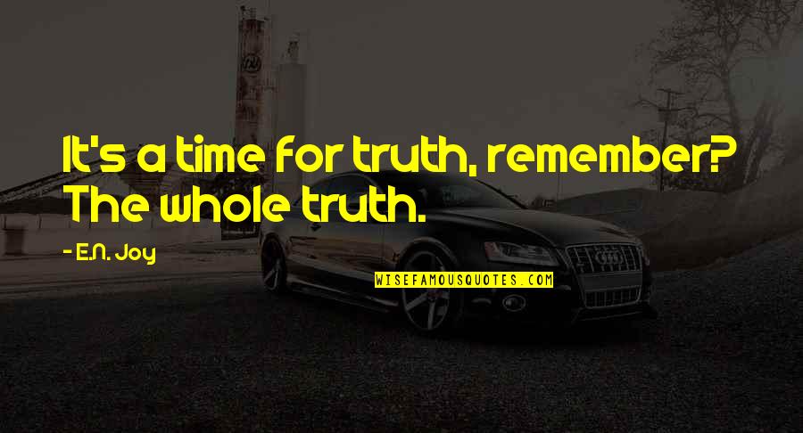 Vrcholy Beskyd Quotes By E.N. Joy: It's a time for truth, remember? The whole