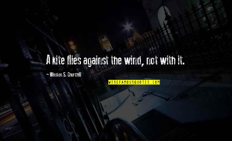 Vrdangers Quotes By Winston S. Churchill: A kite flies against the wind, not with Vrdangers Quotes By Winston S. Churchill: A kite flies against the wind, not with