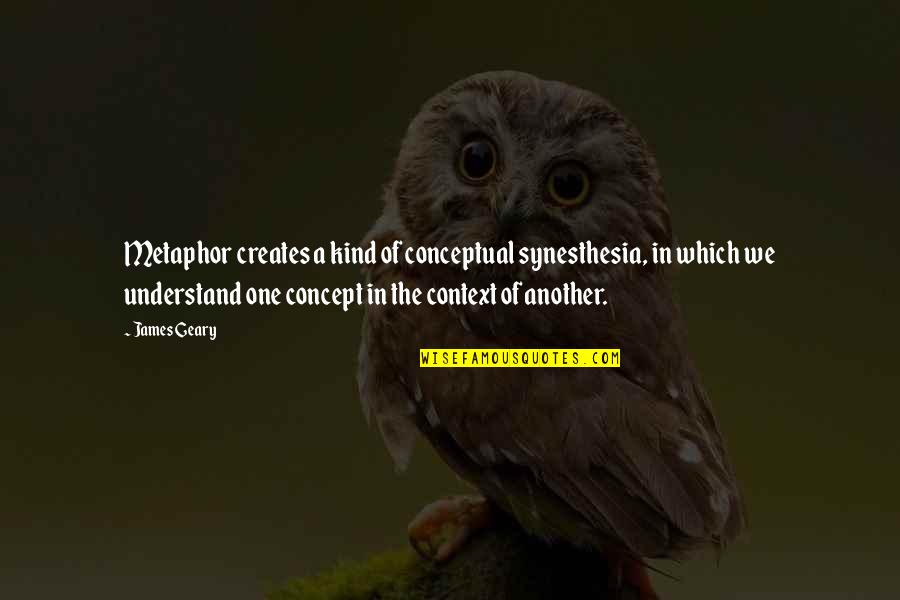 Vremea Quotes By James Geary: Metaphor creates a kind of conceptual synesthesia, in