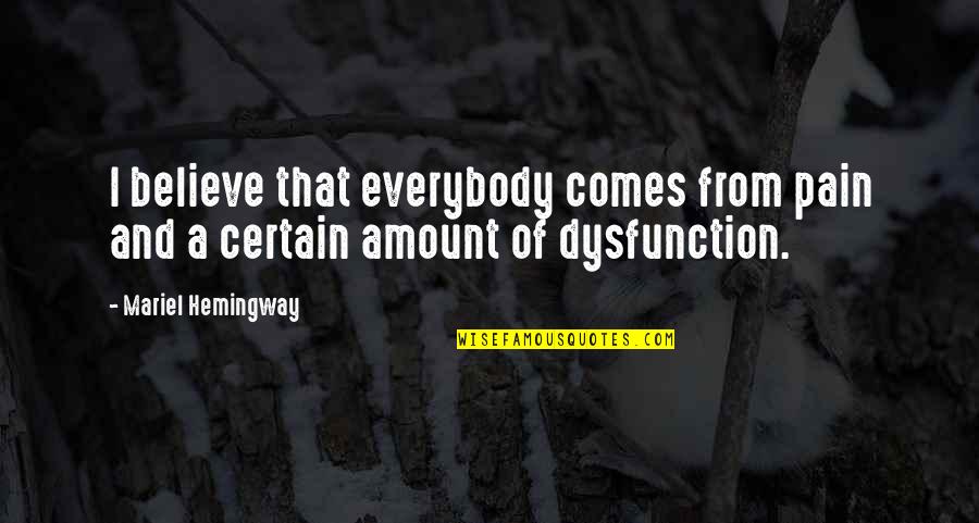 Vsenadorty Quotes By Mariel Hemingway: I believe that everybody comes from pain and