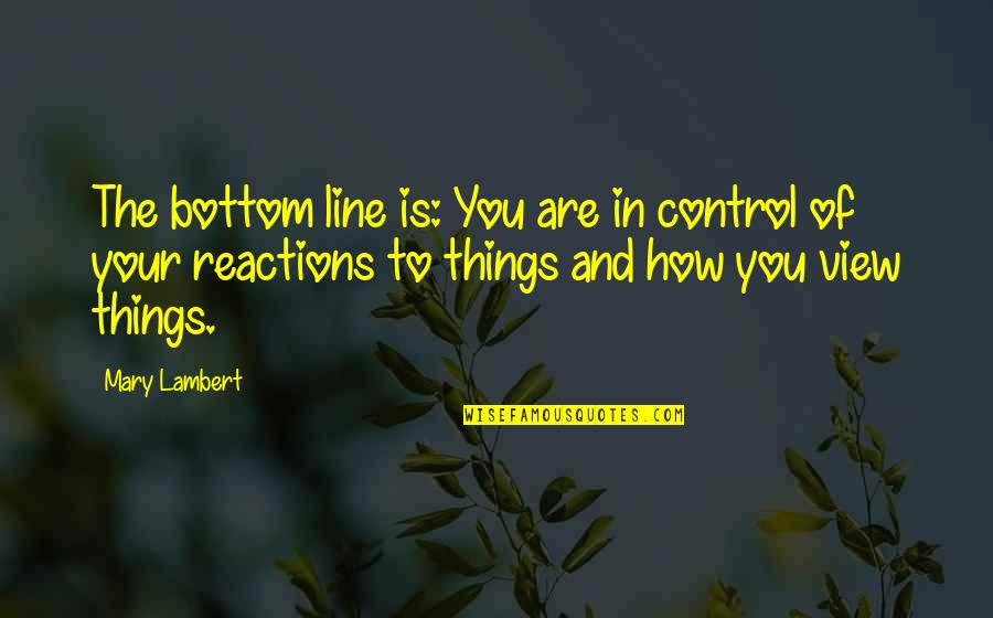 Vstup Cr Quotes By Mary Lambert: The bottom line is: You are in control