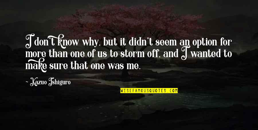 Vstup S Quotes By Kazuo Ishiguro: I don't know why, but it didn't seem