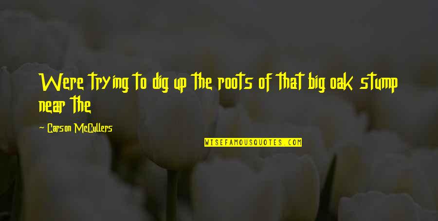 Vulcanite Rubber Quotes By Carson McCullers: Were trying to dig up the roots of