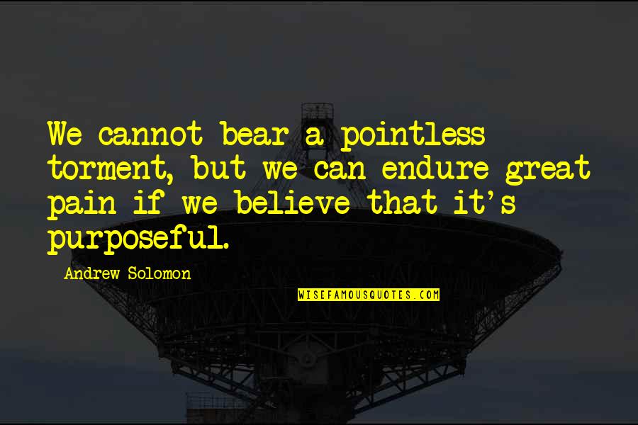 Vulindlela Government Quotes By Andrew Solomon: We cannot bear a pointless torment, but we