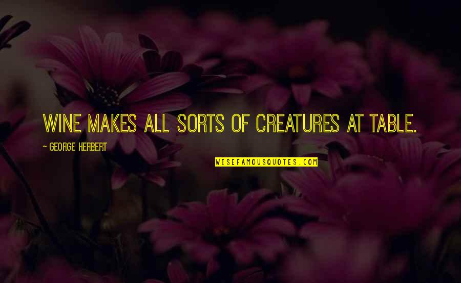 Vulliety Quotes By George Herbert: Wine makes all sorts of creatures at table. Vulliety Quotes By George Herbert: Wine makes all sorts of creatures at table.