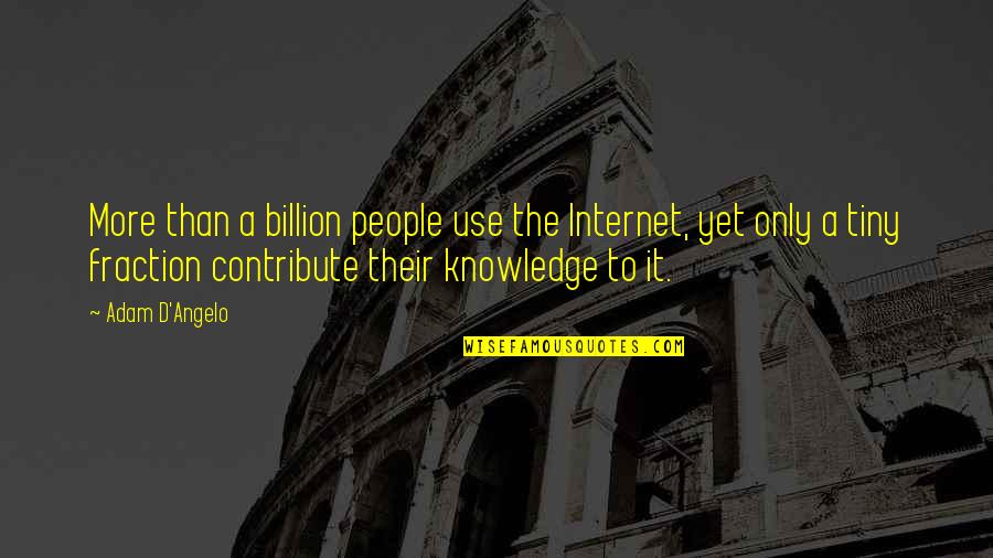 Vultum Dei Quotes By Adam D'Angelo: More than a billion people use the Internet, Vultum Dei Quotes By Adam D'Angelo: More than a billion people use the Internet,