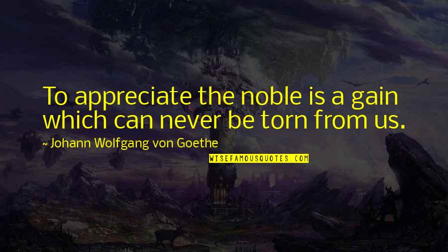 Vuvuzela Beer Quotes By Johann Wolfgang Von Goethe: To appreciate the noble is a gain which