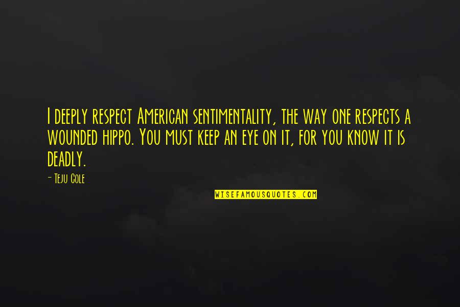 Vw Tdi Quotes By Teju Cole: I deeply respect American sentimentality, the way one Vw Tdi Quotes By Teju Cole: I deeply respect American sentimentality, the way one