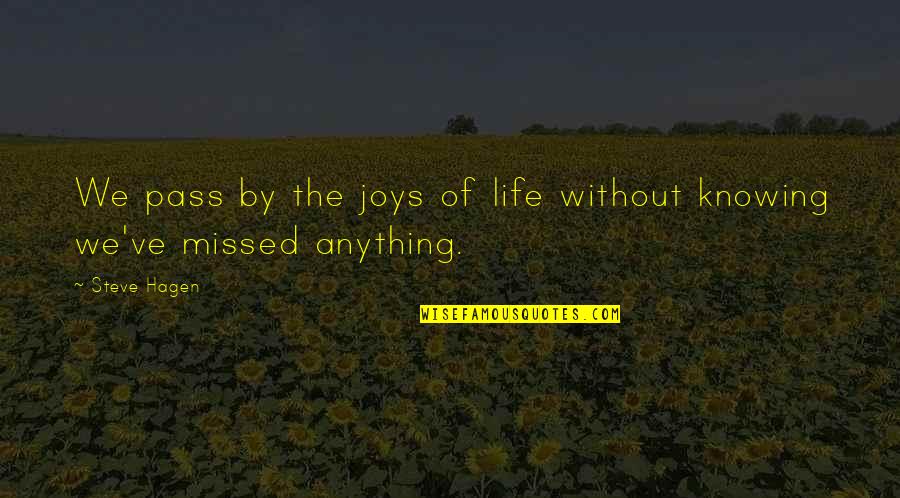 Vx Gas Quotes By Steve Hagen: We pass by the joys of life without