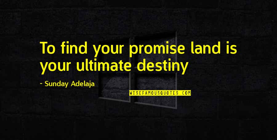 Vznik Cr Quotes By Sunday Adelaja: To find your promise land is your ultimate Vznik Cr Quotes By Sunday Adelaja: To find your promise land is your ultimate
