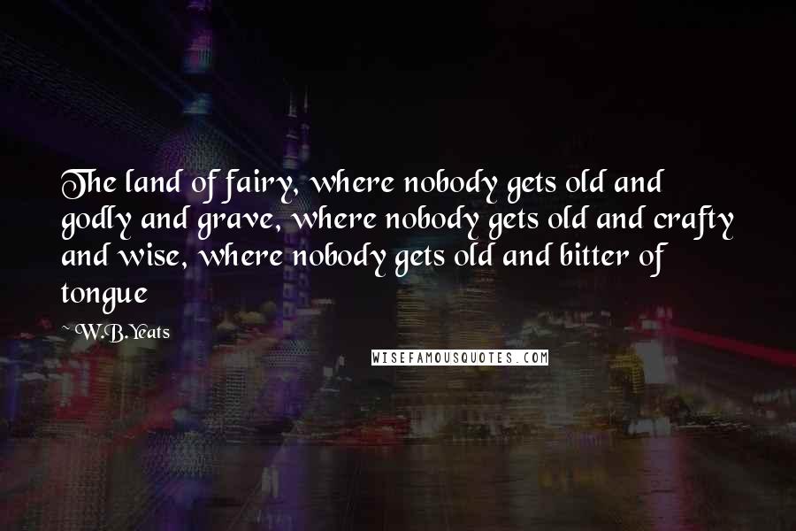 W.B.Yeats quotes: The land of fairy, where nobody gets old and godly and grave, where nobody gets old and crafty and wise, where nobody gets old and bitter of tongue