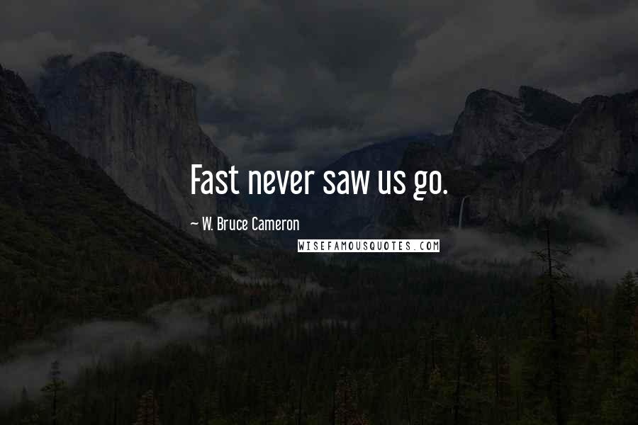 W. Bruce Cameron quotes: Fast never saw us go.