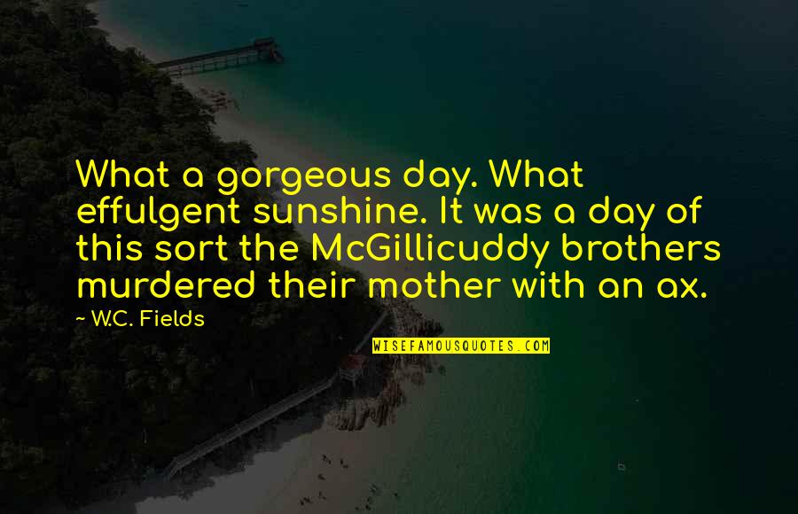 W.c. Quotes By W.C. Fields: What a gorgeous day. What effulgent sunshine. It