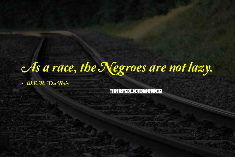W.E.B. Du Bois quotes: As a race, the Negroes are not lazy.