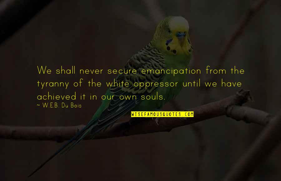 W.e.b Quotes By W.E.B. Du Bois: We shall never secure emancipation from the tyranny