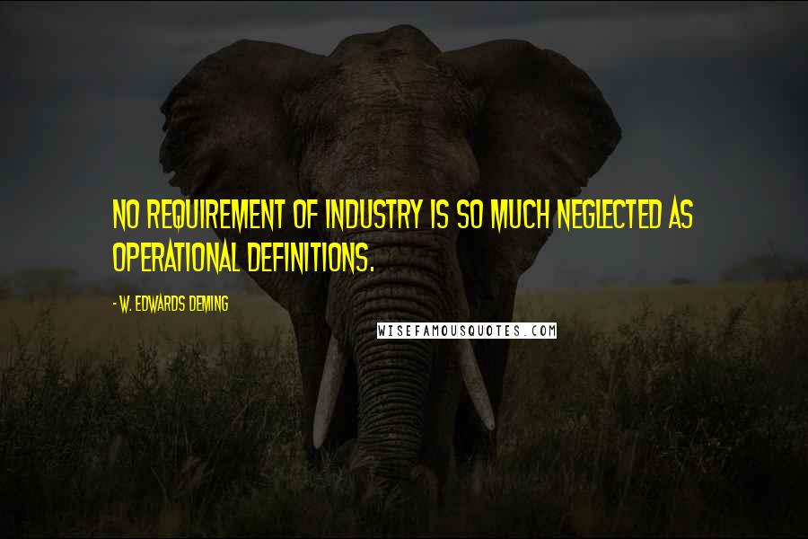 W. Edwards Deming quotes: No requirement of industry is so much neglected as operational definitions.