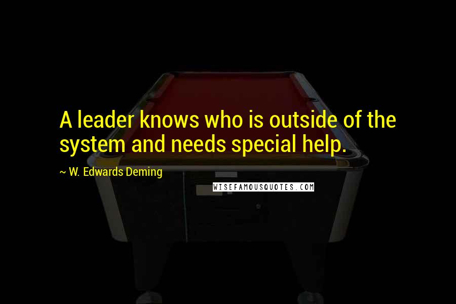 W. Edwards Deming quotes: A leader knows who is outside of the system and needs special help.